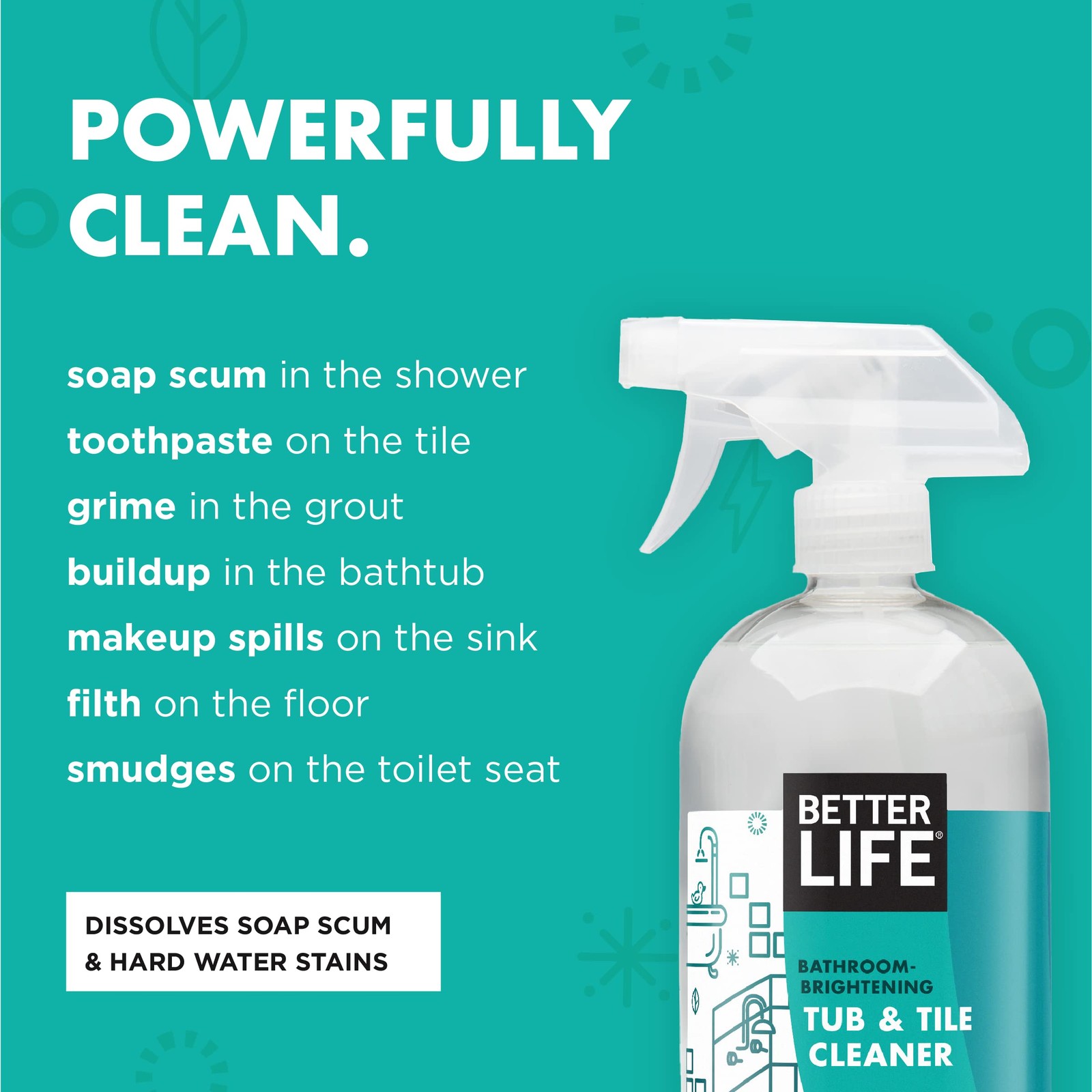 Effective Bathroom Cleaner Spray for Glass & Tile – Mold & Mildew Remover 32oz