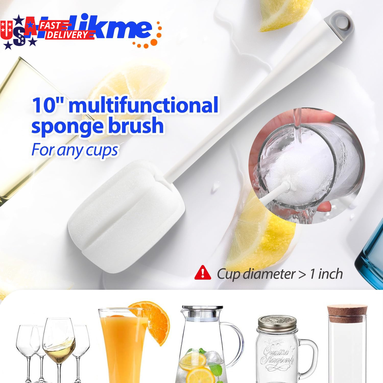 Bottle Brush Tube Cleaning Lab Set with Long Handle, Cup Cleaner for Washing Nar