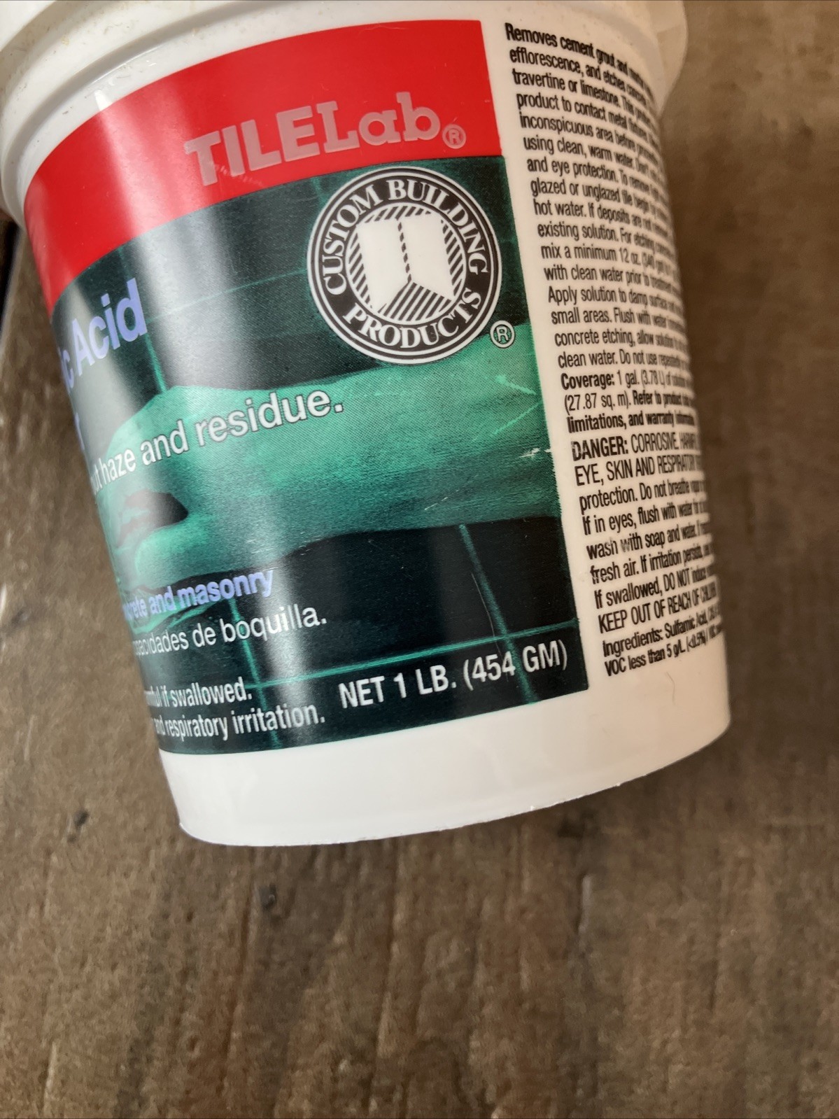 TILELab 1 Lb. Crystals Sulfamic Acid Cleaner TLSACRA1 Tile Grout Haze Residue
