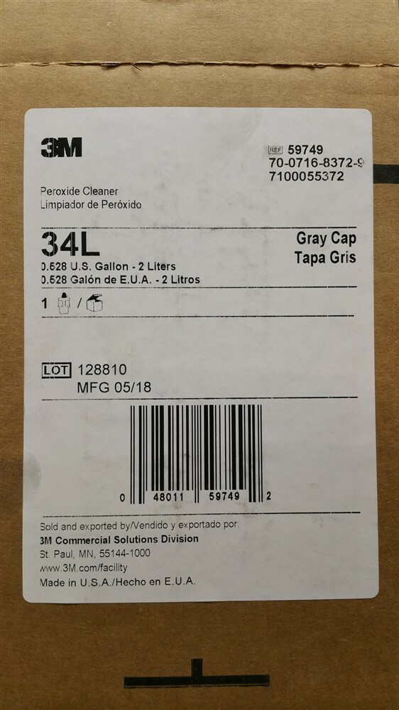 (2 Bottles) 3M Peroxide Cleaner Concentrate Gray Cap 34L 59749 (2-Liters ea.)