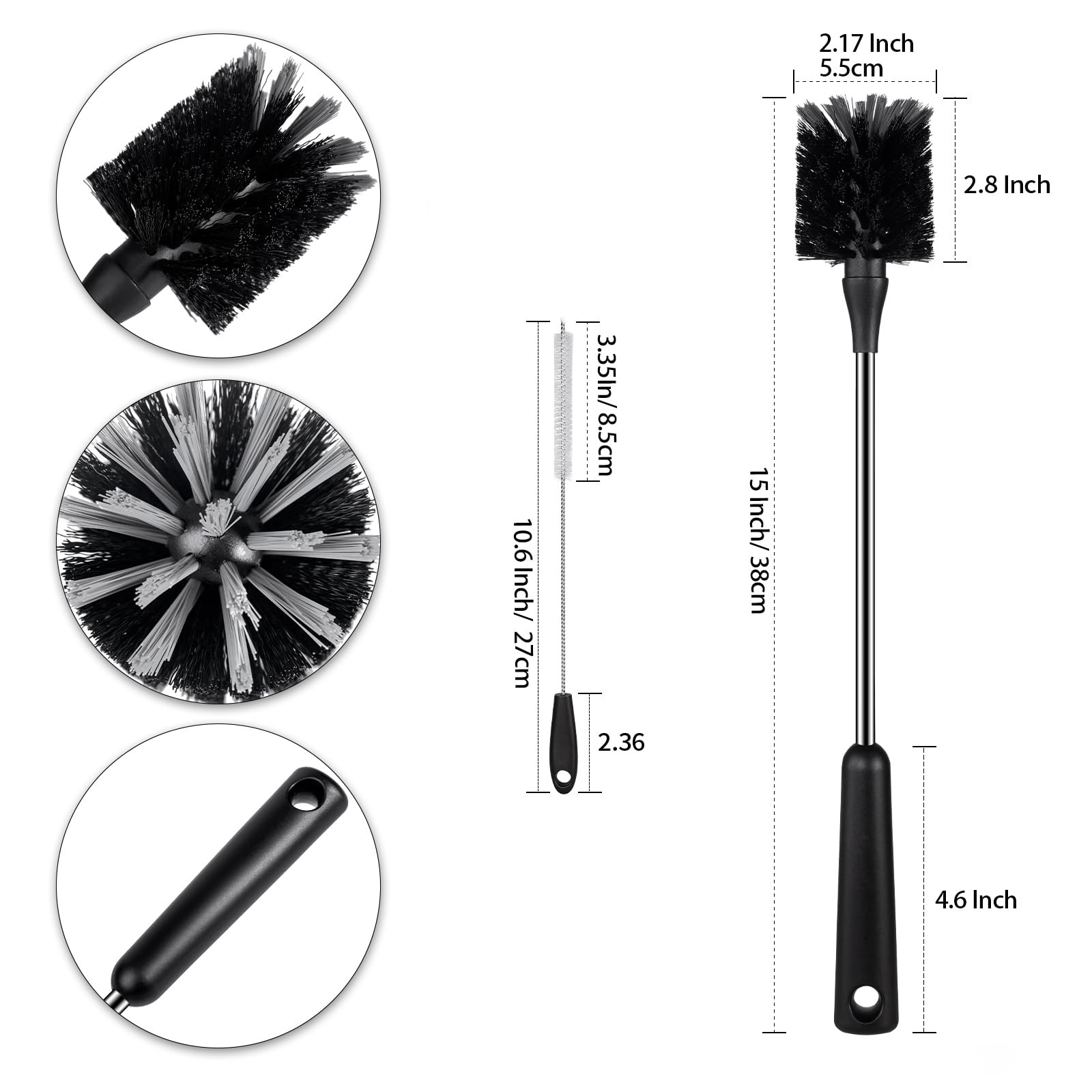 Water Bottle Brush with Straw Cleaner, 15 Inches Stainless Steel Handle Baby …