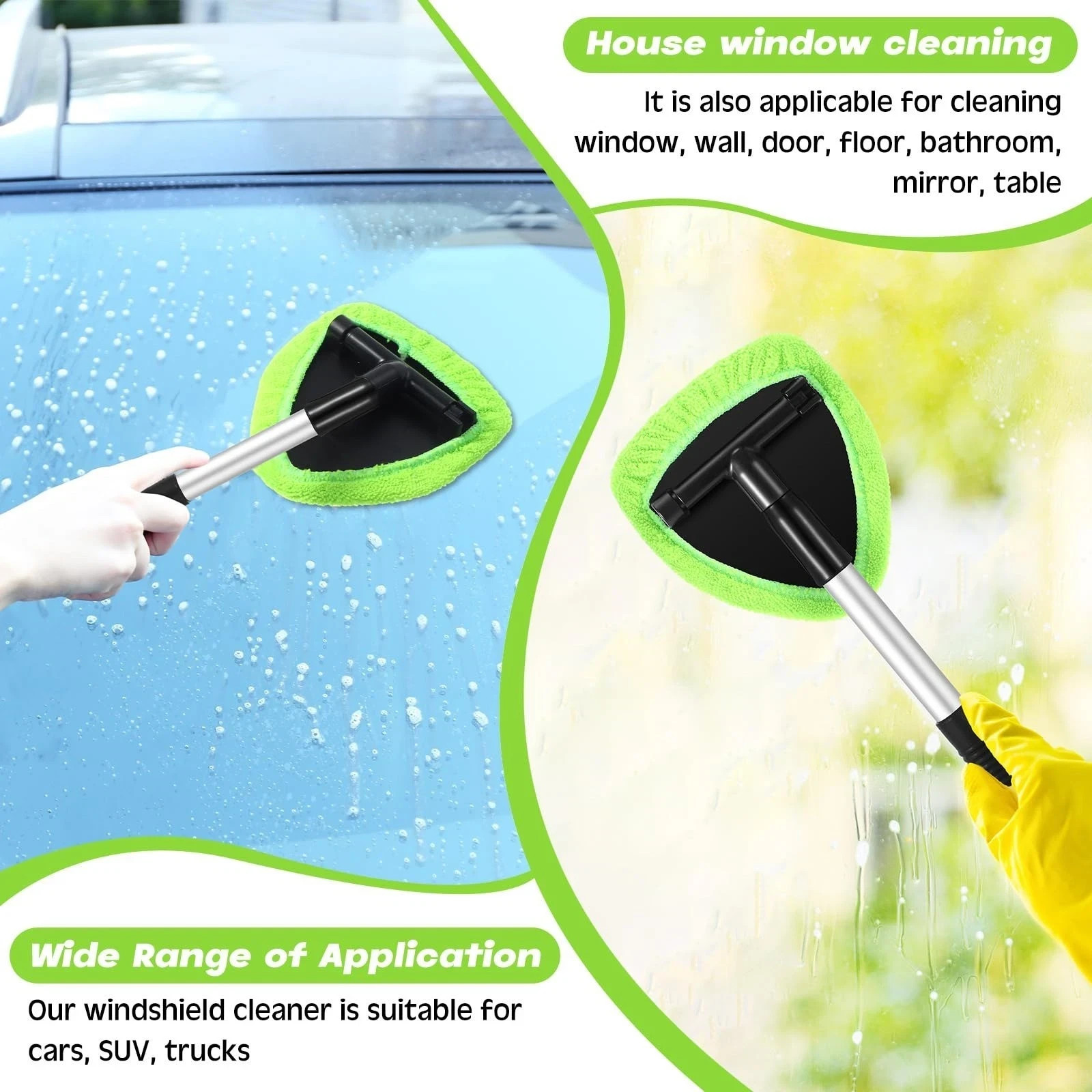 Window Scraping Mist Eliminator Microfiber Car Window Cleaner Telescopic Wind