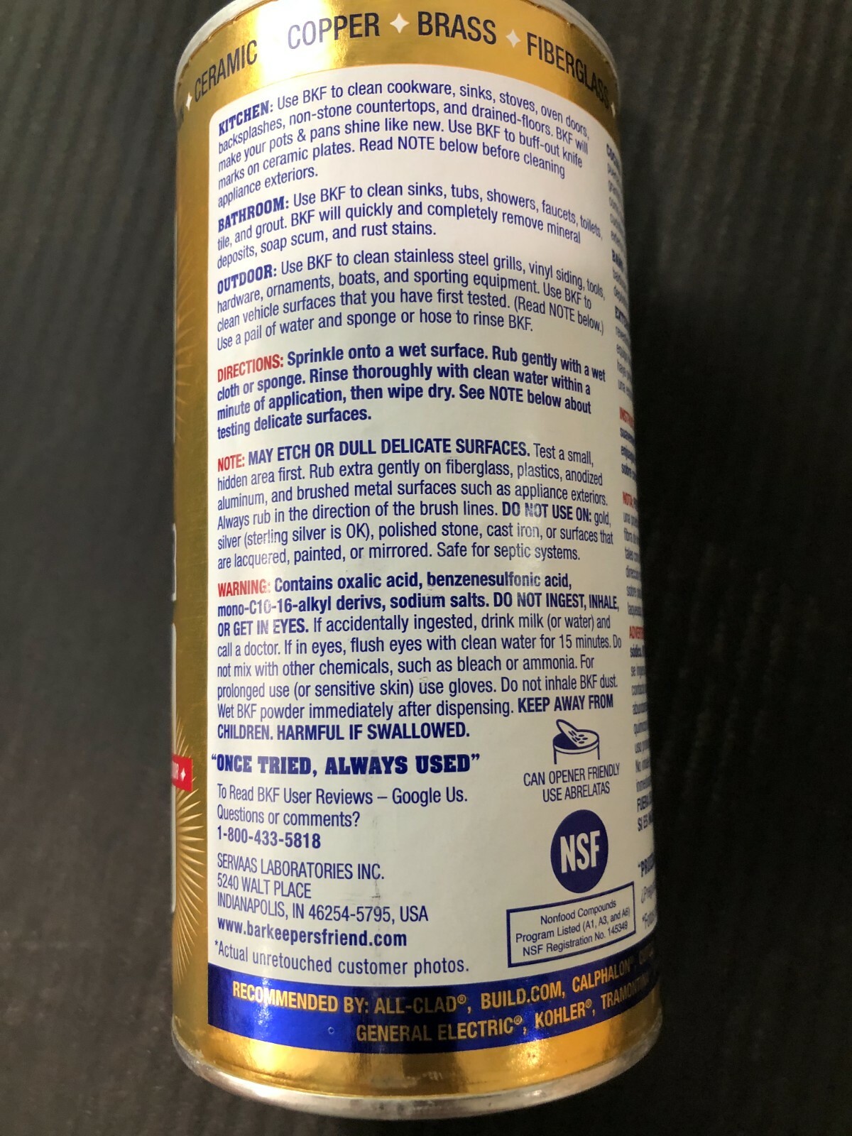 BAR KEEPERS FRIEND Cleanser 12 OZ BATHROOM, KITCHEN, COOKWARE, OUTDOORS.