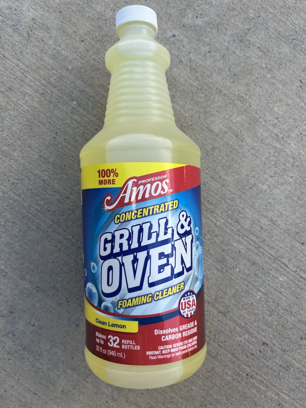 Professor Amos Concentrated Grill & Oven Foaming Cleaner -32 oz-Clean Lemon