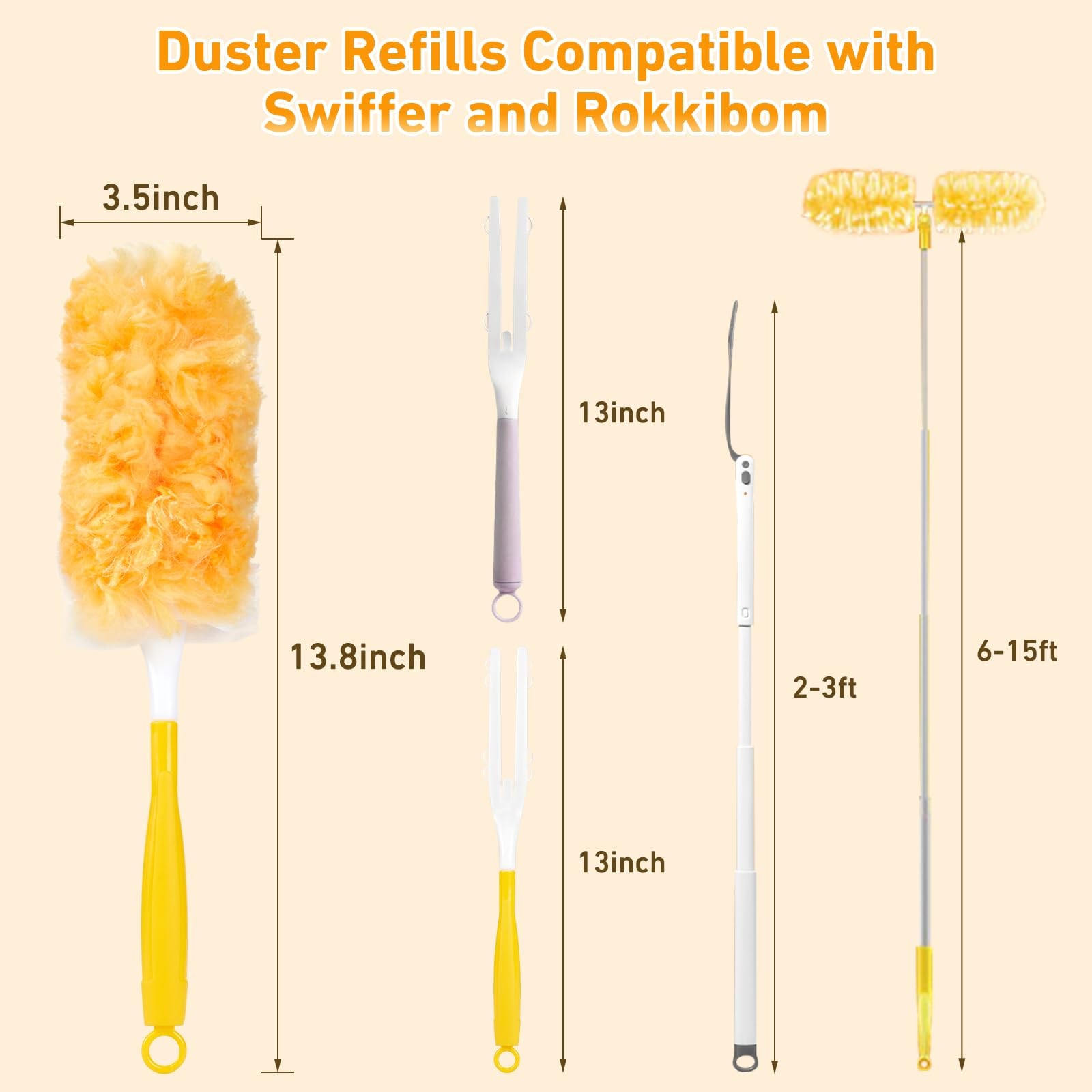 360° Duster Refills Kit for Swiffer Duster, 25 Pack & 1 Handle, Multi-Surface…