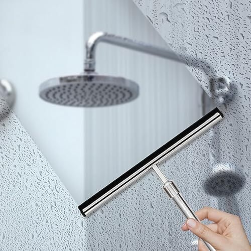 Grand Fusion Shower Squeegee with Long Handle for Glass Doors, Tile Walls,