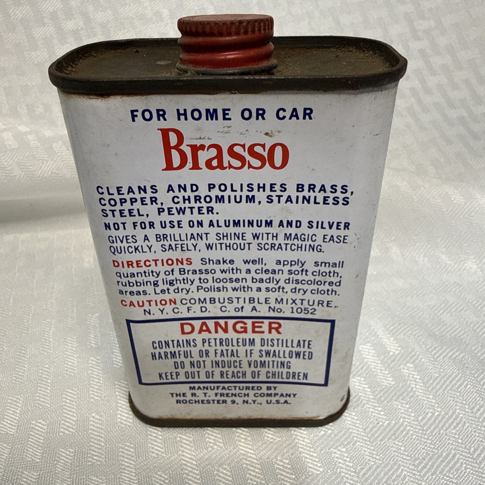 Vintage BRASSO Metal Polish 7 Fl. Oz Original Formula Tin 80% Full