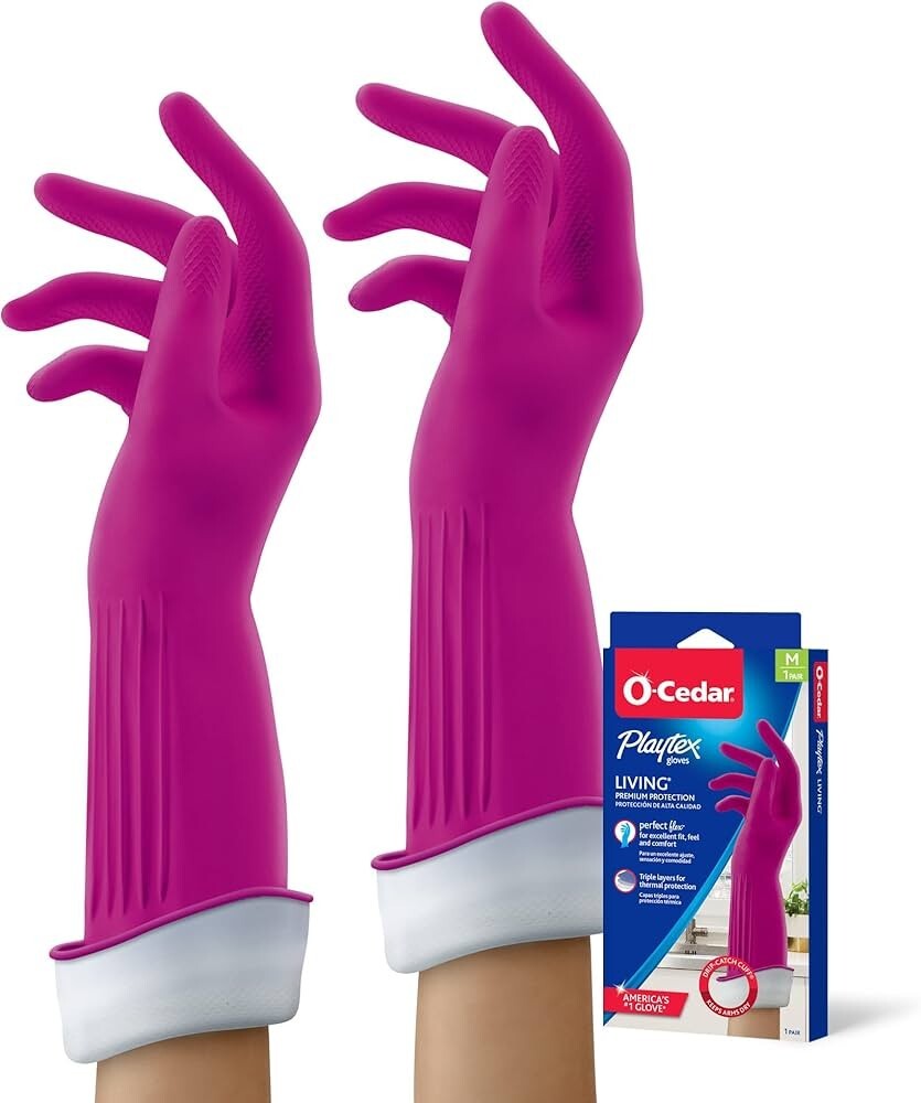 Playtex Living Drip-Catch Cuff Gloves Reusable Pink Medium 2 Pairs