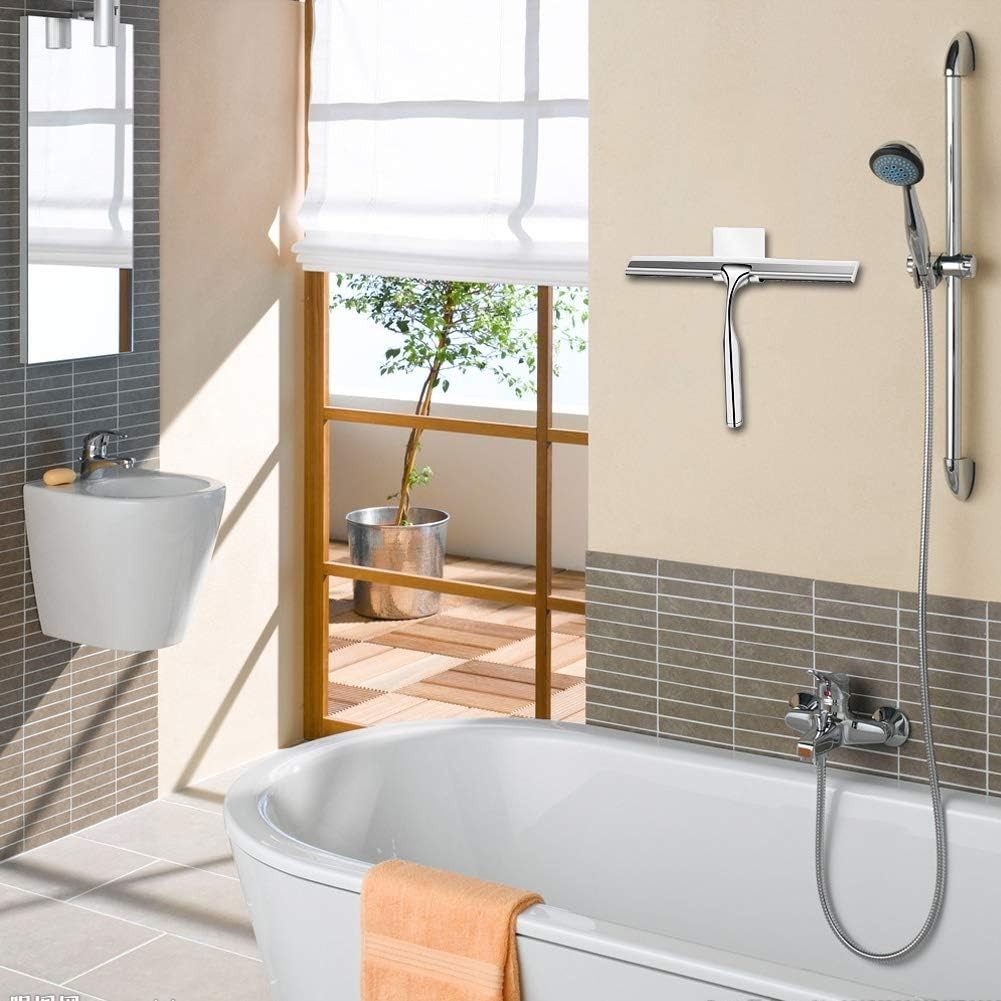 10-Inch Stylish Stainless Steel Squeegee with Hook for Effortless Cleaning