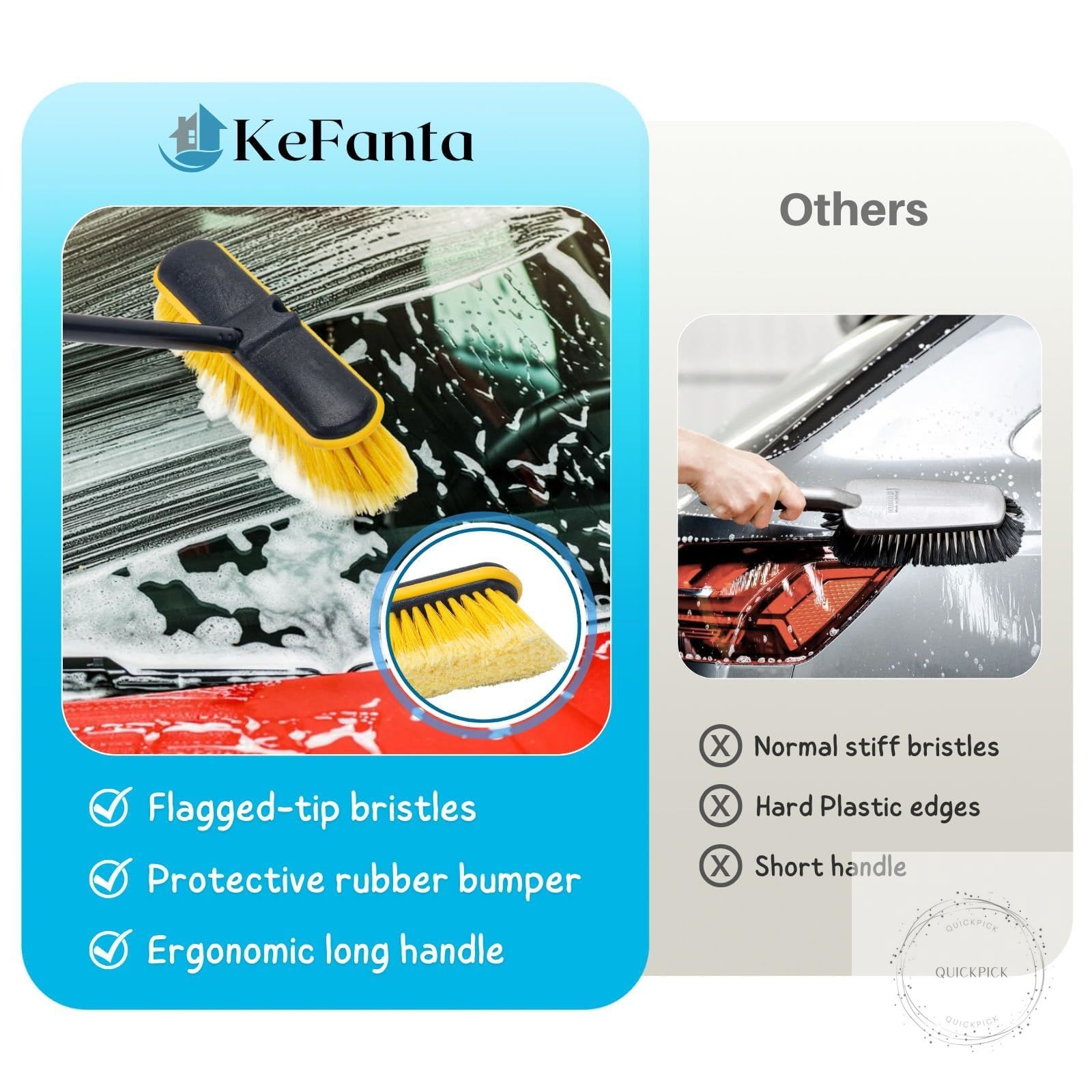 Car Wash Brush with Long Handle, 55” Vehicles Exterior Washing Supplies, Soft