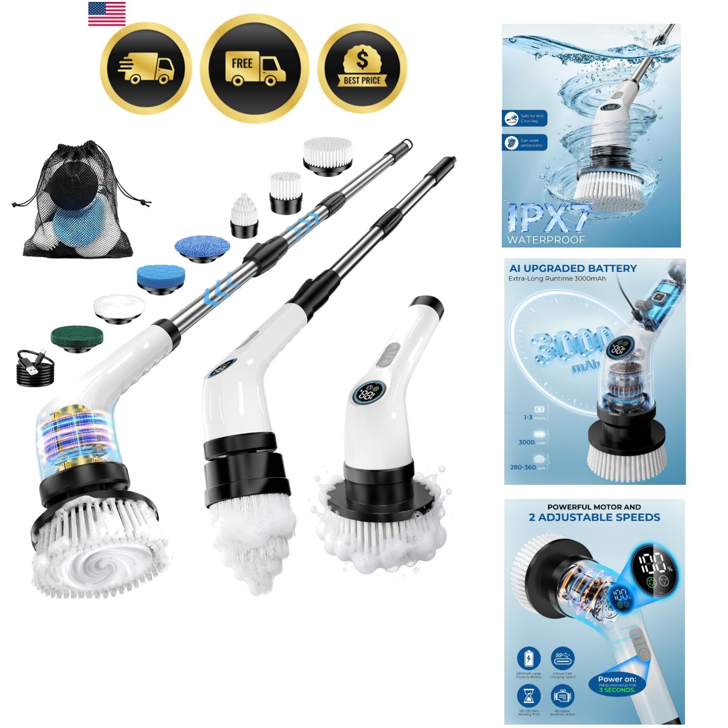 Electric Spin Scrubber, Rechargeable with Upgraded Battery & Extended Runtime…