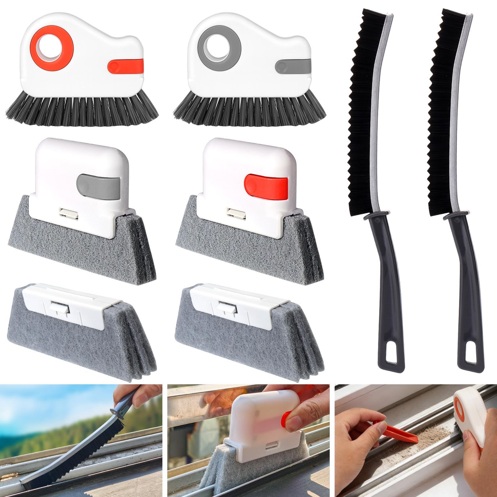 XANGNIER Window Sill Cleaner Tool,8 Pcs Magic Door Window Track Cleaning Tool…