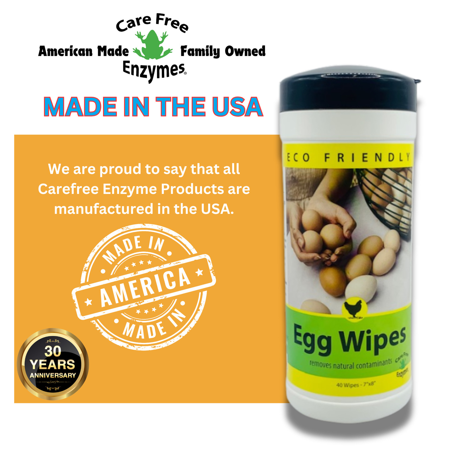 Natural Egg Cleaning Wipes | Convenient & Safe for Fresh Eggs | 40 Count