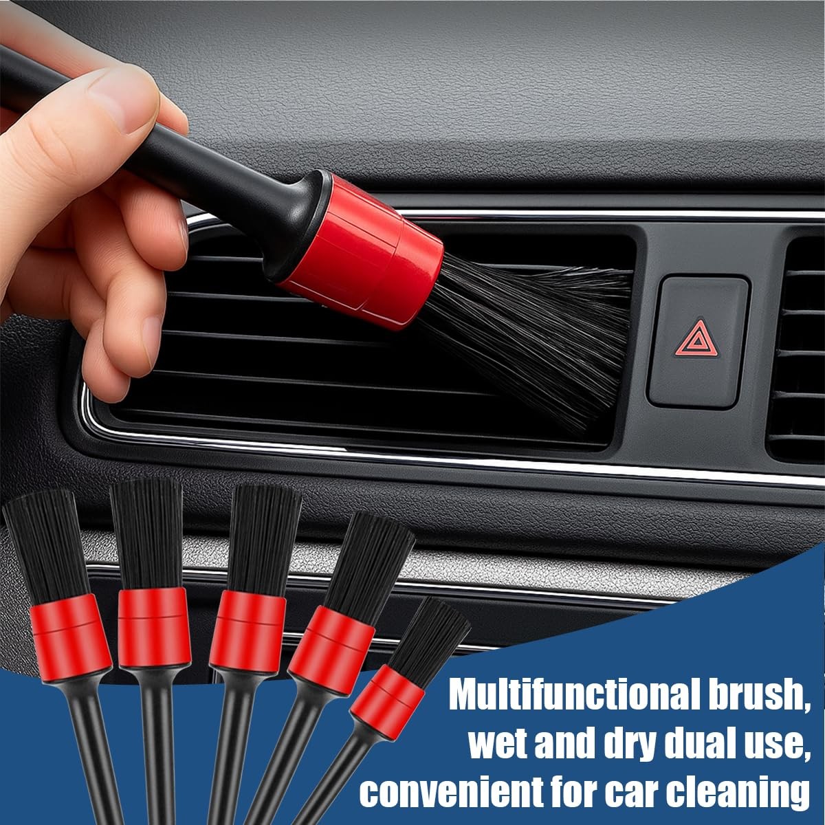 11PCS Car Detailing Brush Set, Soft Boar Hair Vehicle Interior Exterior Detai