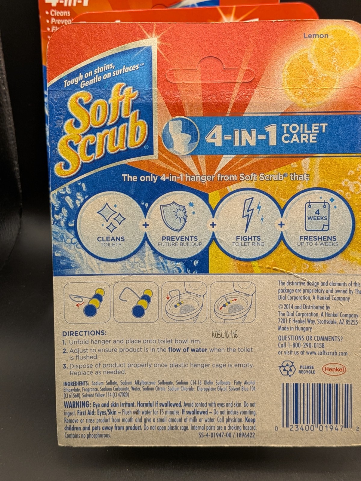 (6) 1 Pack Soft Scrub 4-in-1 Toilet Cleaner Rim Hangers in LEMON Scent NIP