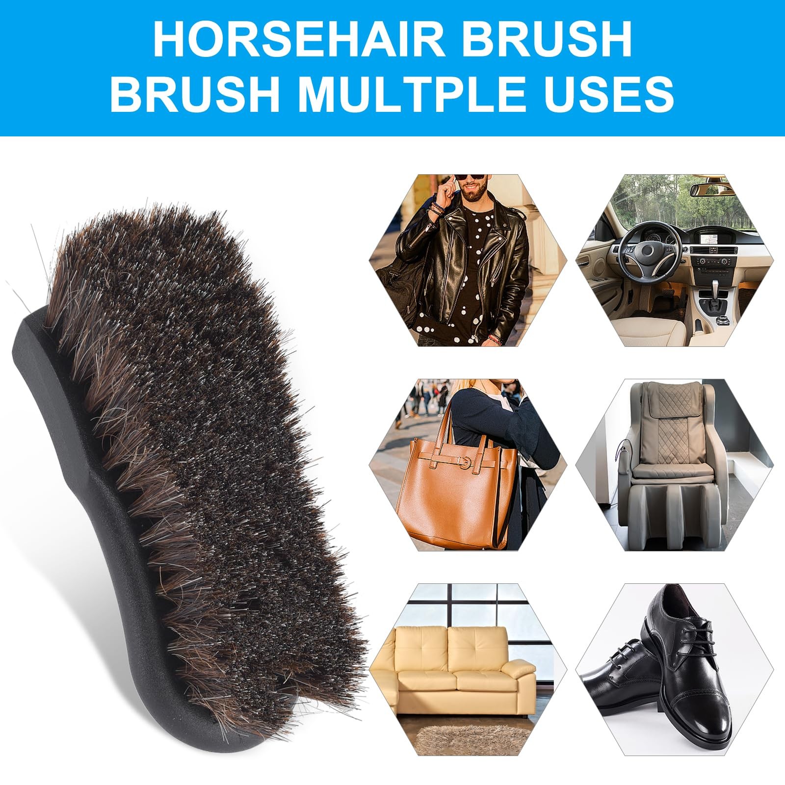 Upholstery Brush Set for Leather, Carpet, and Car Interior Cleaning