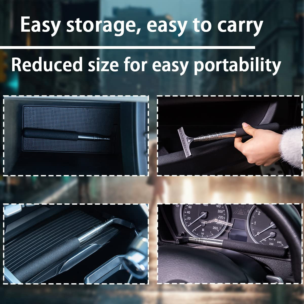 Car Rearview Mirror Wiper, Retractable Auto Glass Squeegee, Water Cleaner with T