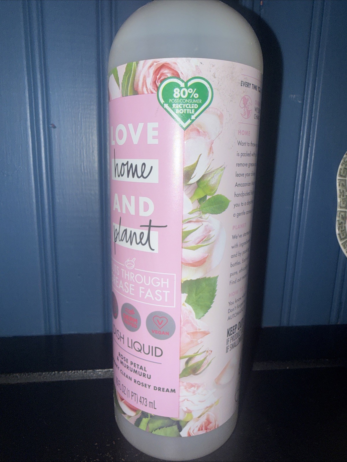 Love Home & Planet ROSE PETAL & MURUMURU Dish Liquid 16 Oz Vegan Discontinued