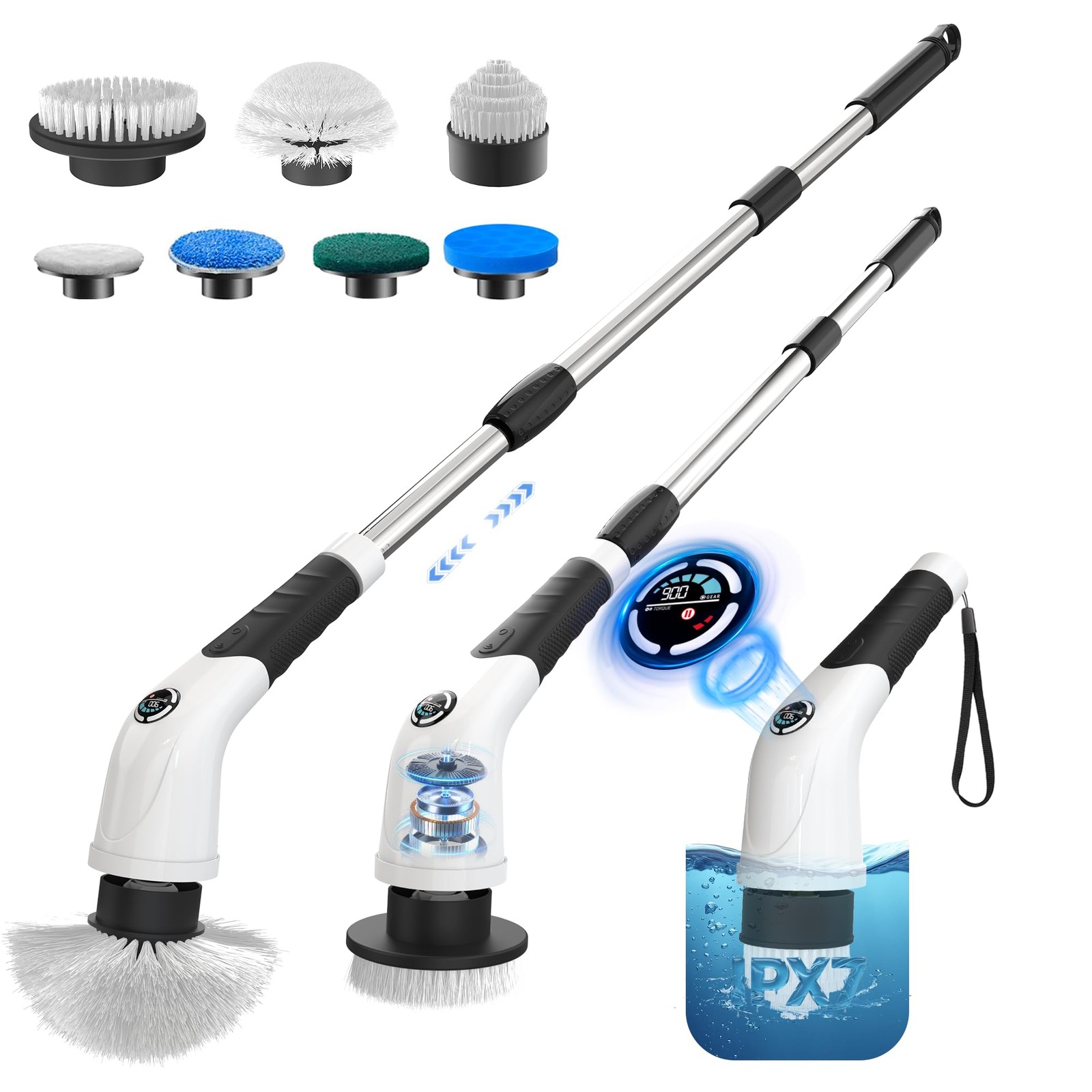 Cordless Electric Spin Scrubber, IPX7 Waterproof Rechargeable Power Cleaning …