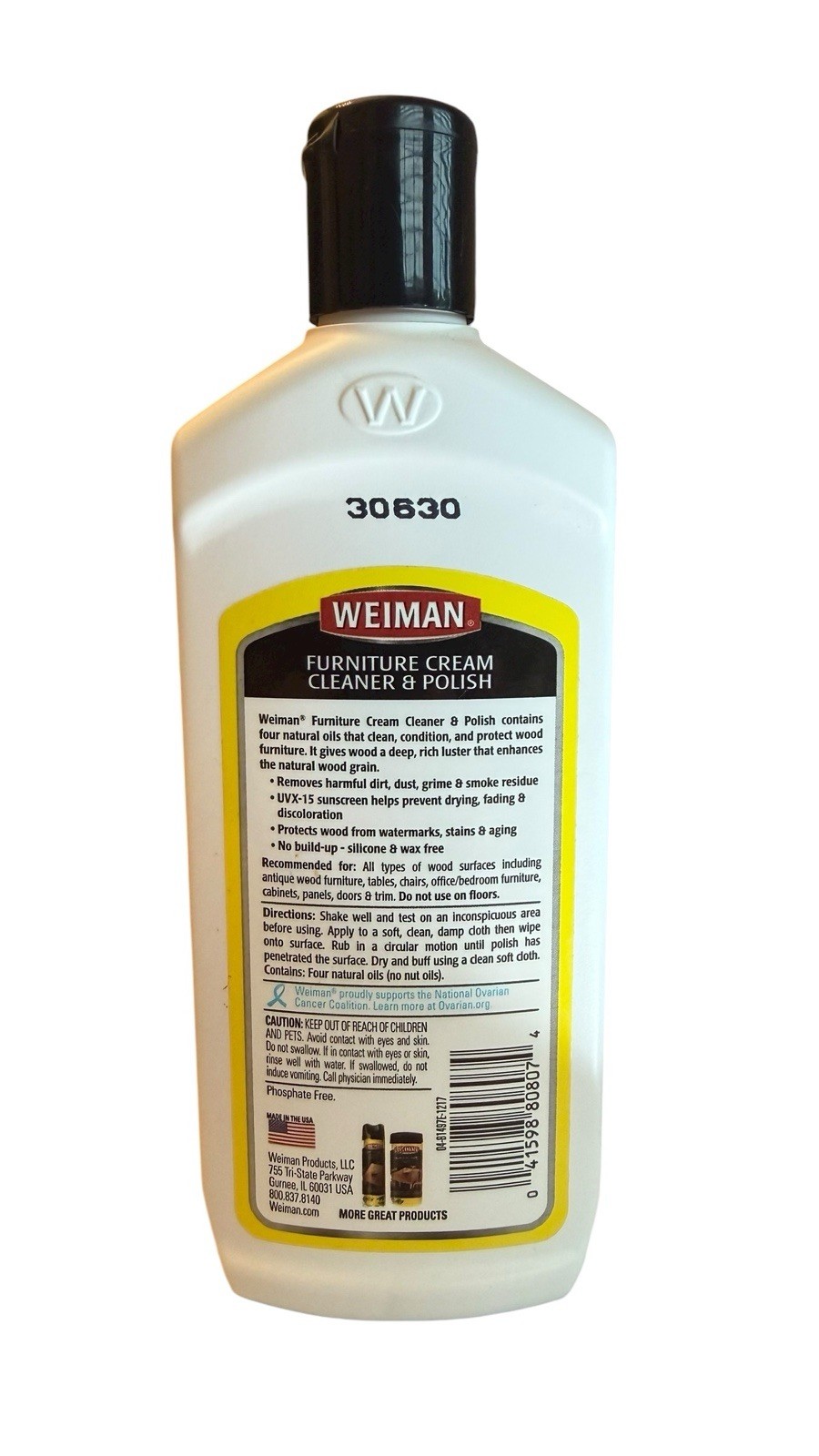 (1) Weiman Furniture Cream Cleaner and Polish 8 fl. oz. Wax and Silicone Free