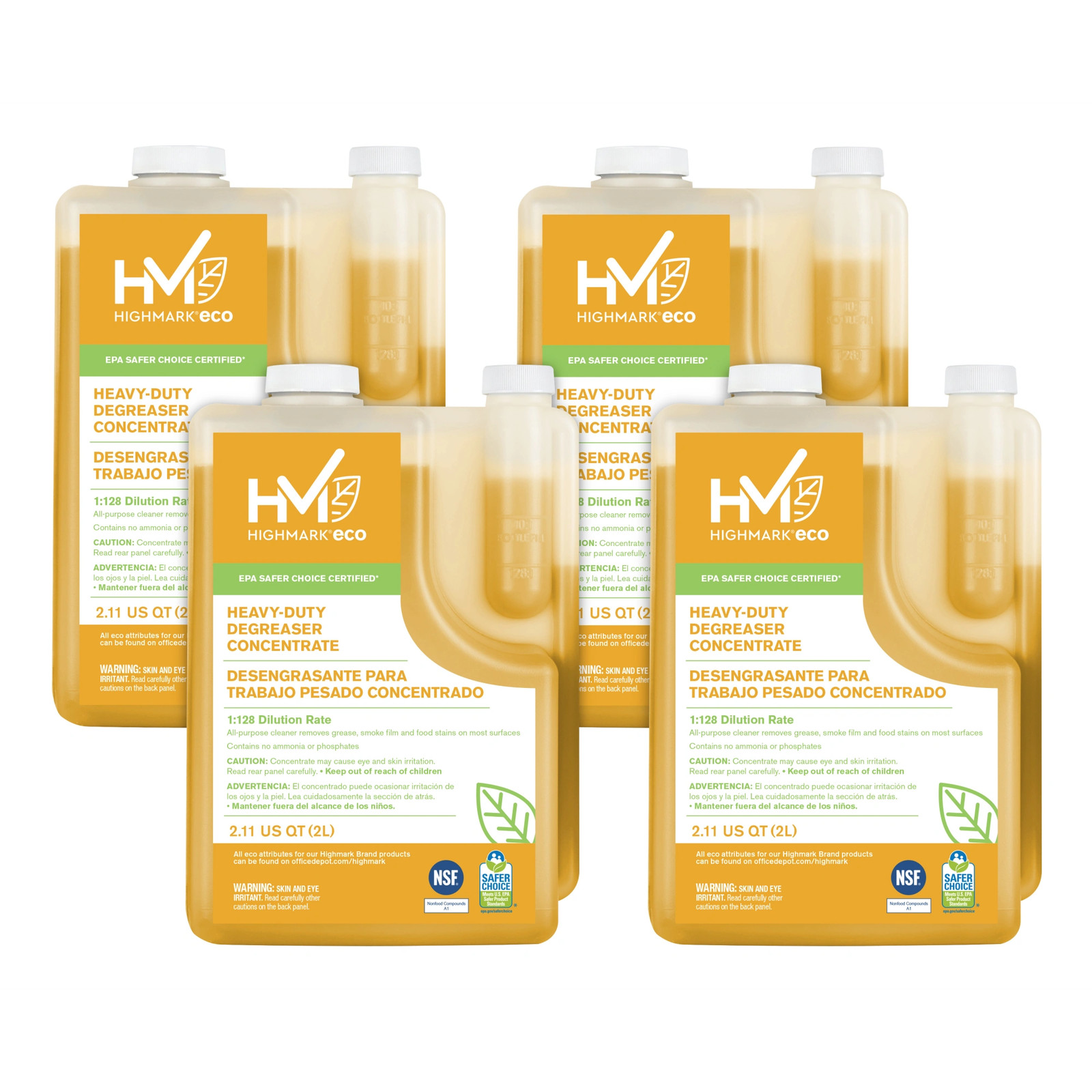 Highmark Heavy-Duty Degreaser Concentrate, 2 Liters, Case Of 4 Bottles