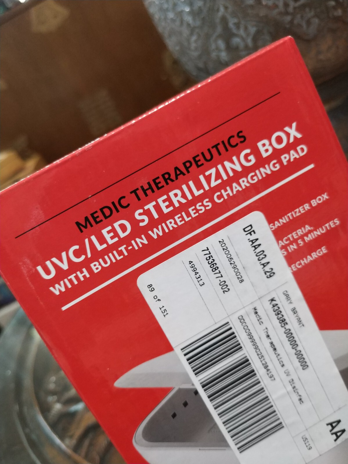 UVC LED sterilizing box with built-in wireless charging pad. NEW, UNUSED.
