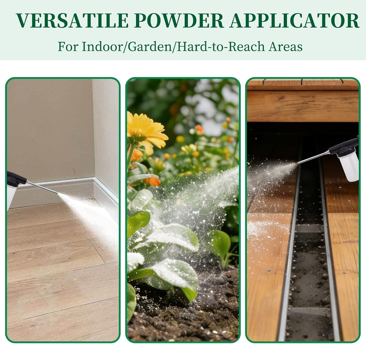 Diatomaceous Earth Powder Duster with 4FT Extension Rod, Anti-Clog Pump Powder S