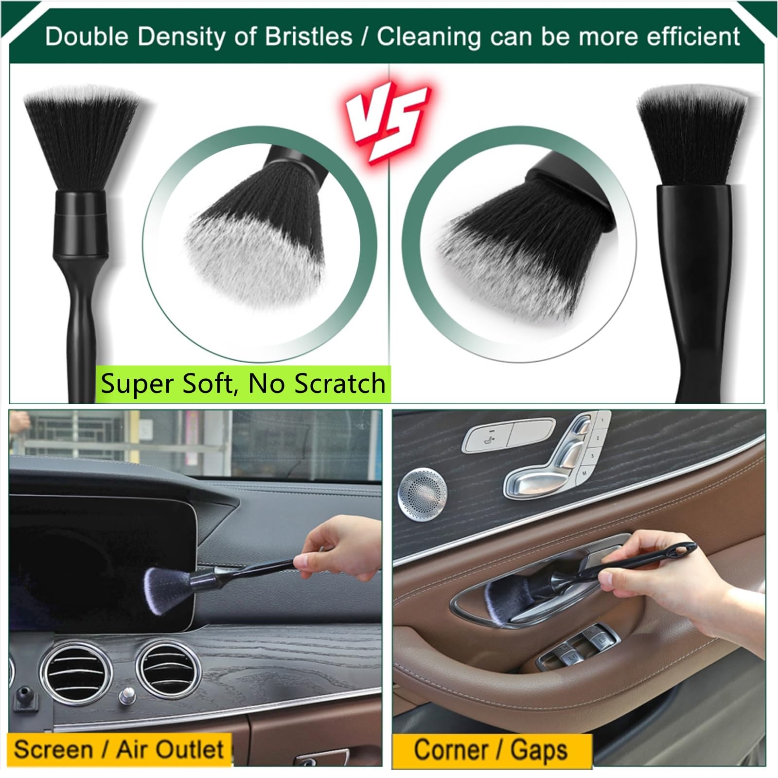 Fitosy Car Interior Duster Detail Brush Cleaning Gel Kit Dust Remover Slime