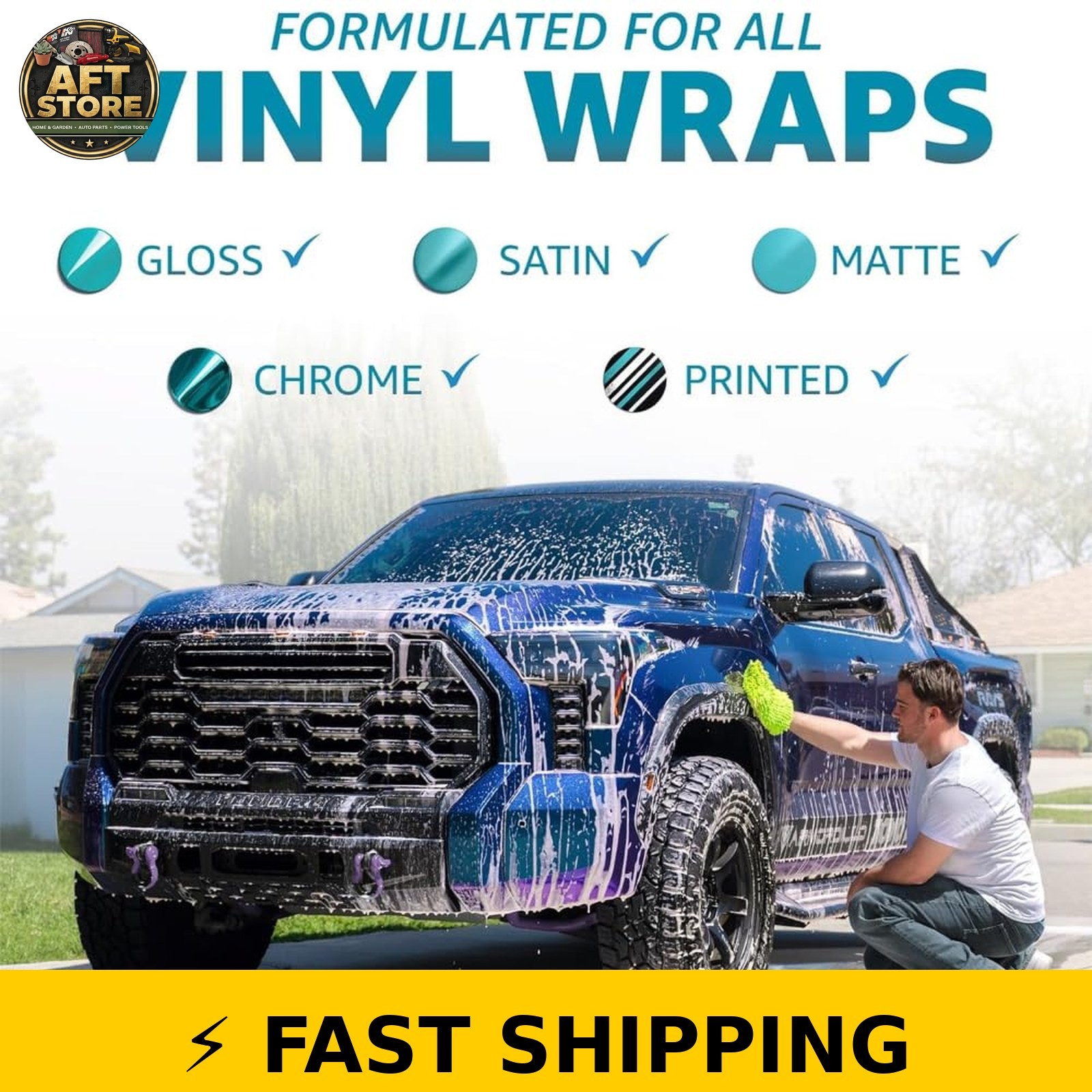Rev Auto Vinyl Wrap Car Wash Soap Kit – 64oz with Microfiber Mitt