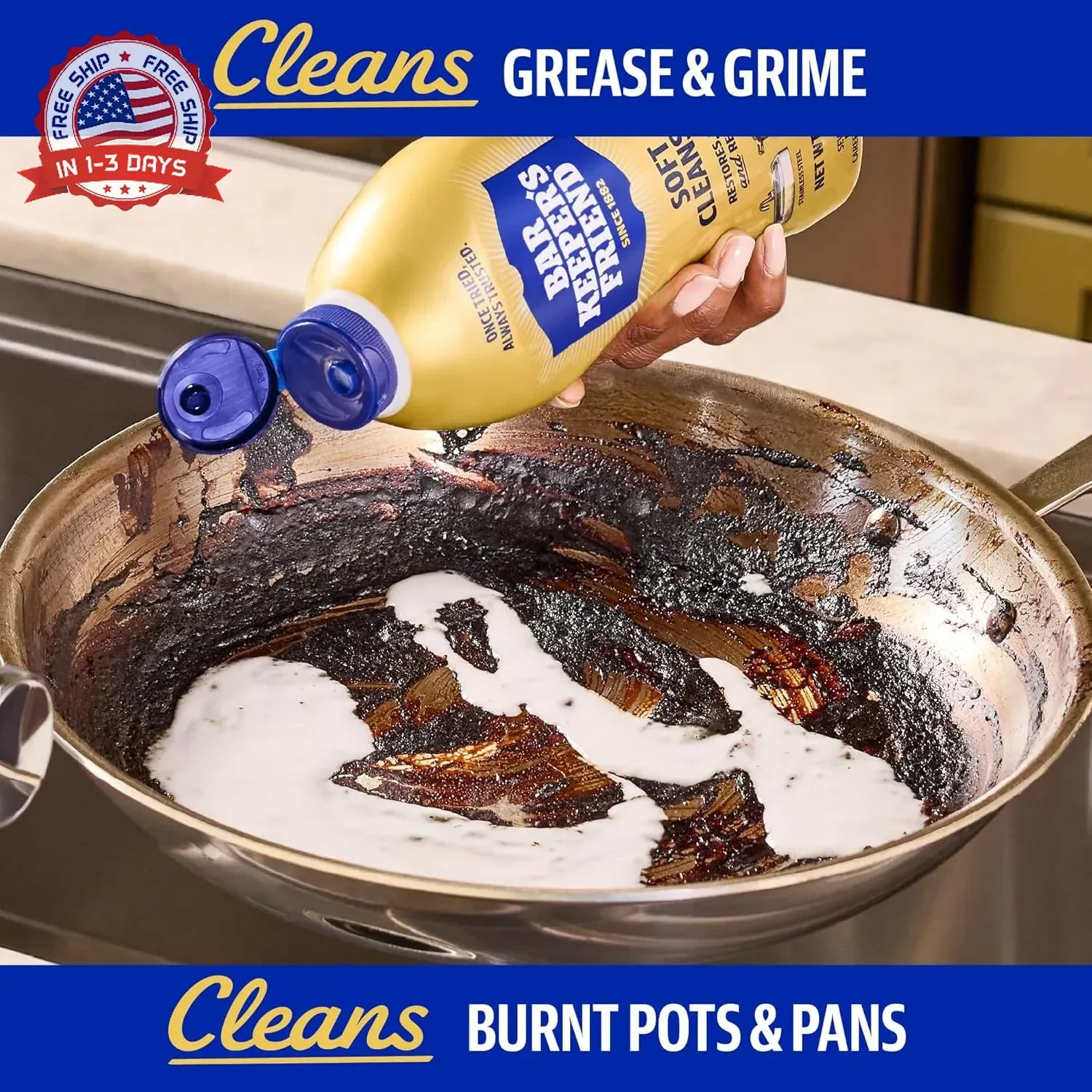 Bar Keepers Friend Soft Cleanser 26 oz + Spray & Foam Multipurpose MORE Spray Cl