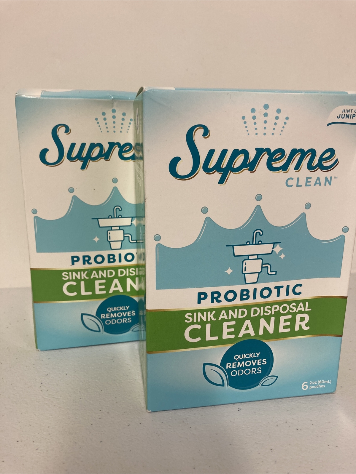 2X NEW Supreme Clean Probiotic SINK & DISPOSAL Cleaner 6 Count JUNIPER 12 Total