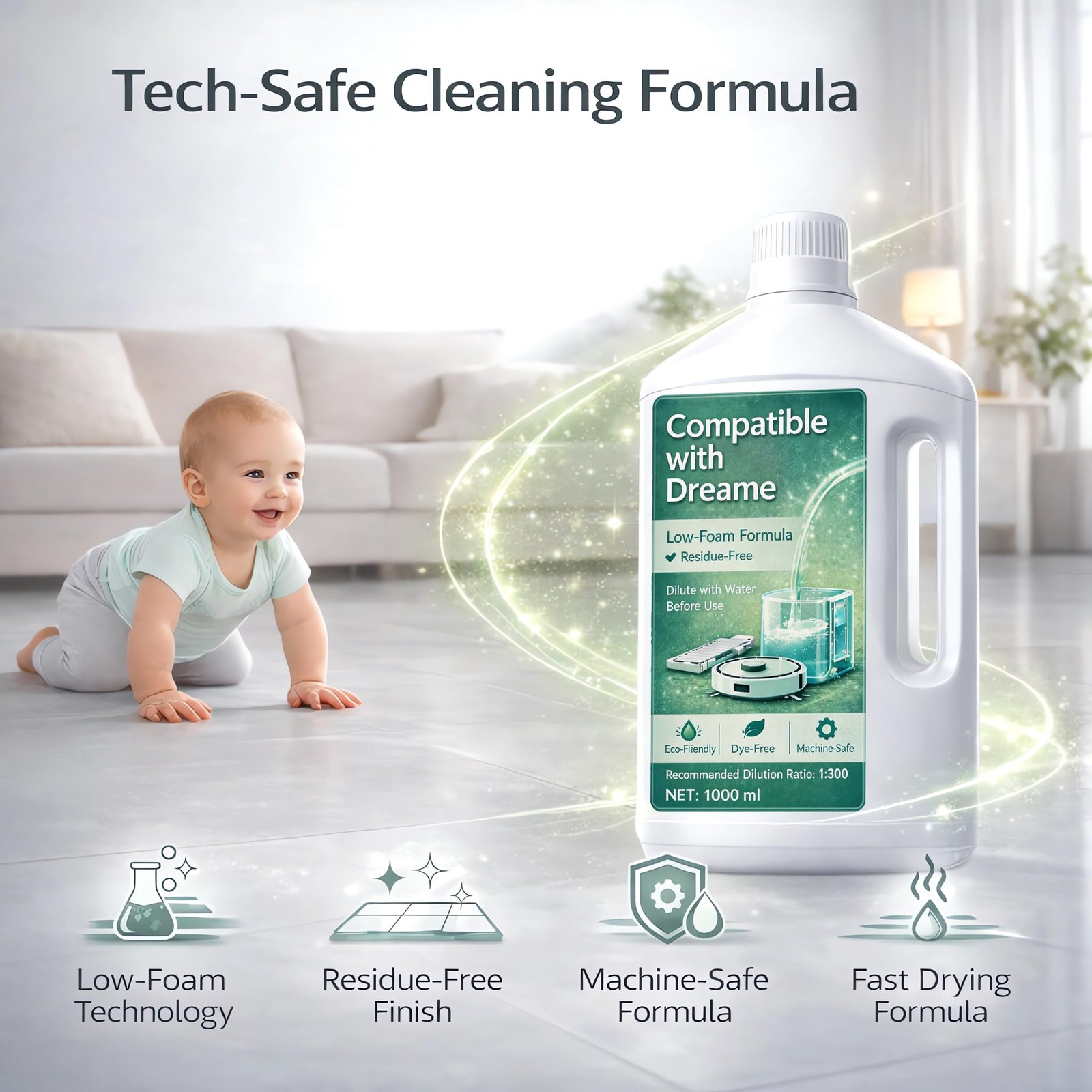 Floor Cleaning Solution, with Dreame Wet Dry Vacuum Cleaner, Low Foam Concent…