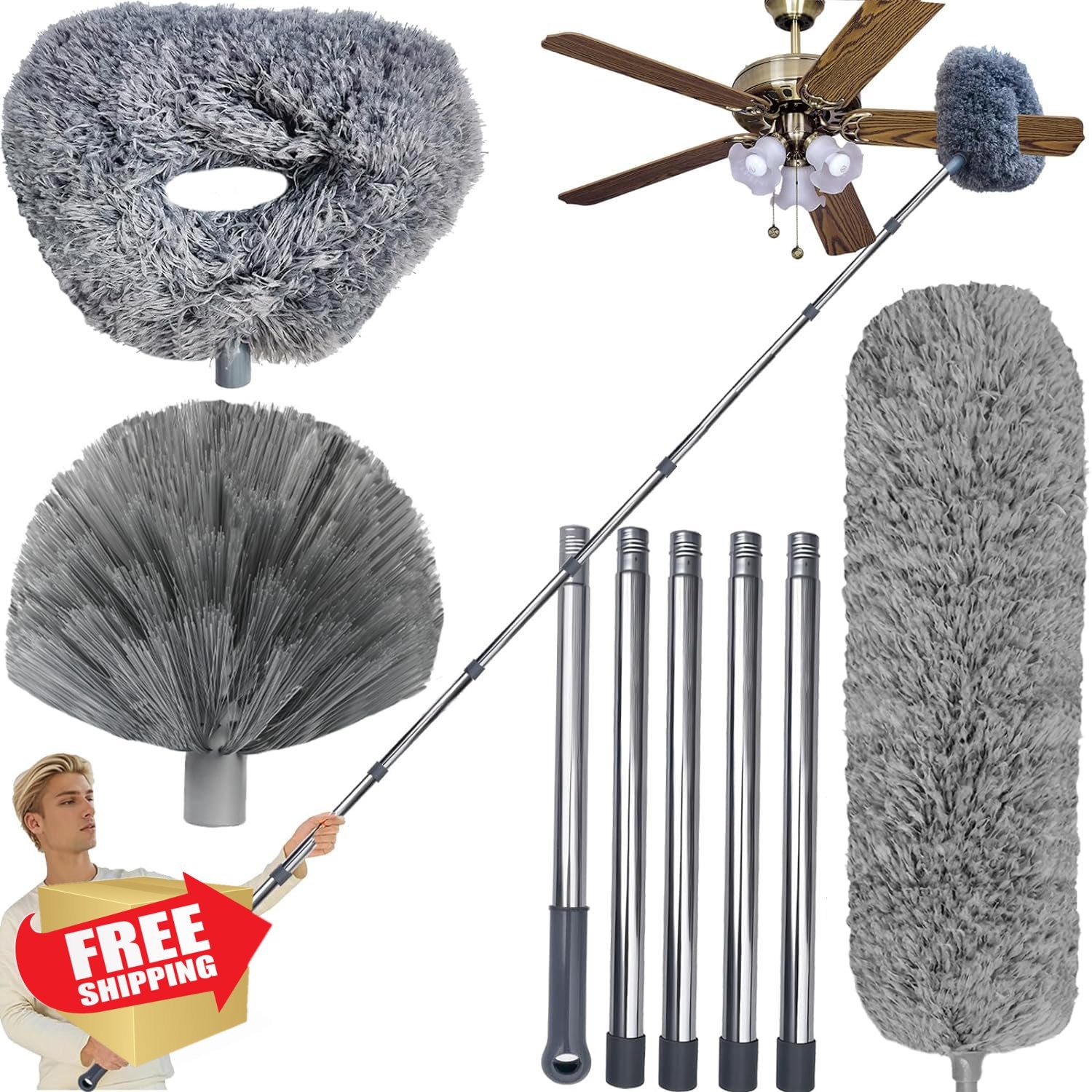 Tonmp 20+ Ft High Reach Duster Cleaning Tool Kit