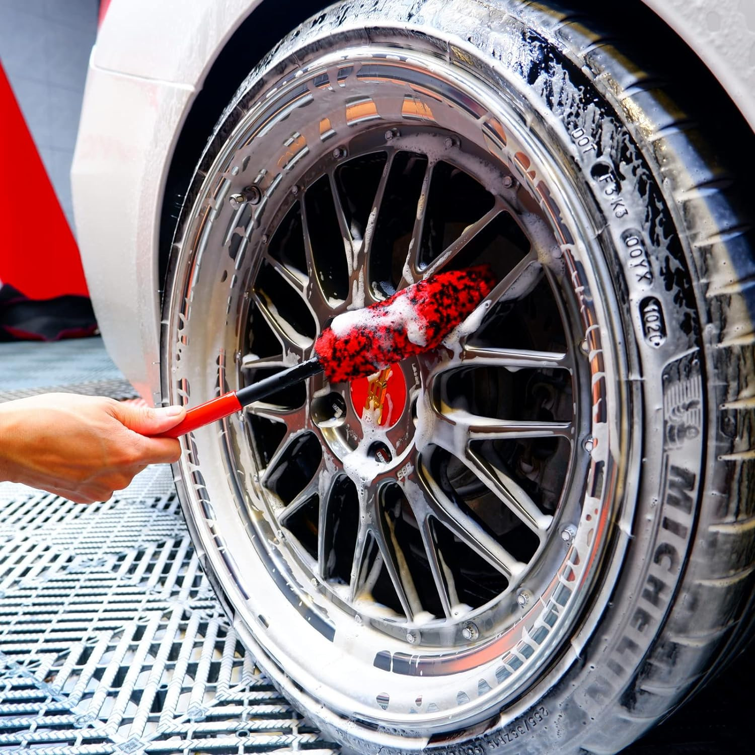 Professional 4 Pack Long Handle Wheel Brush Kit for Cleaning Wheel and Tire- 2X