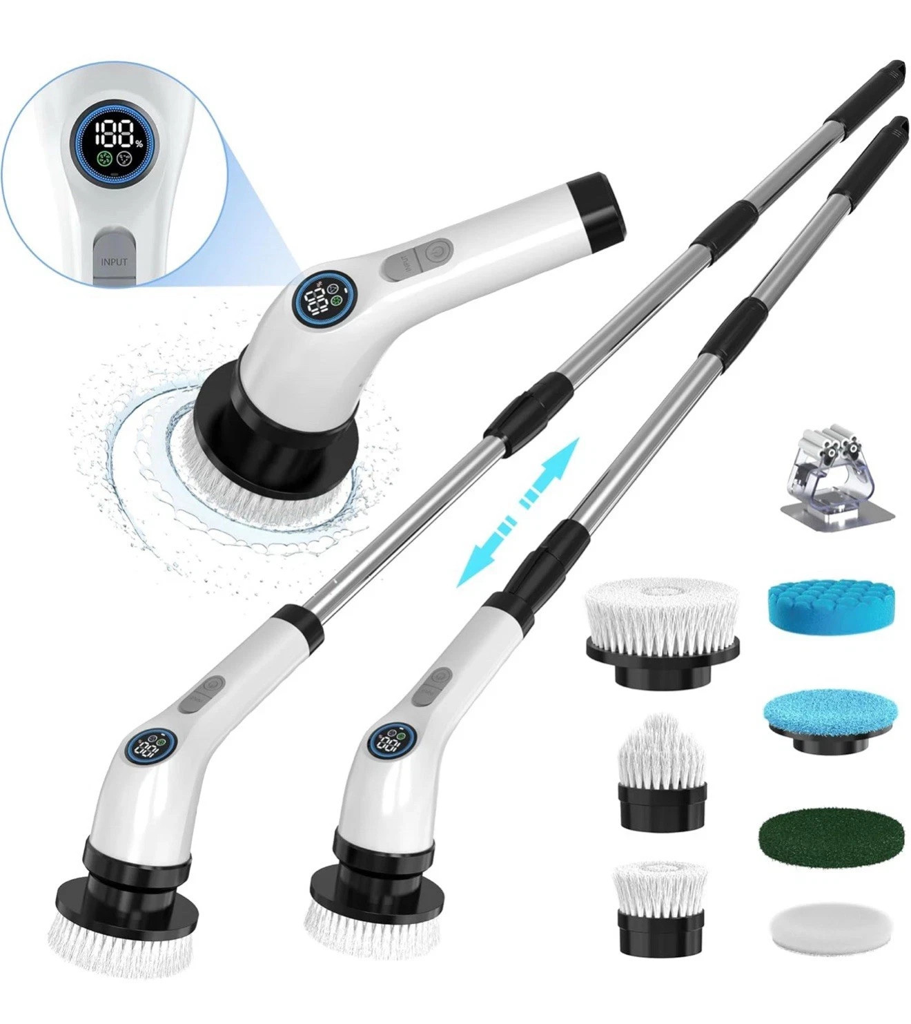 PunaFlex 7-in-1 Electric Spin Scrubber Cordless Cleaning Brush White Free Shippi