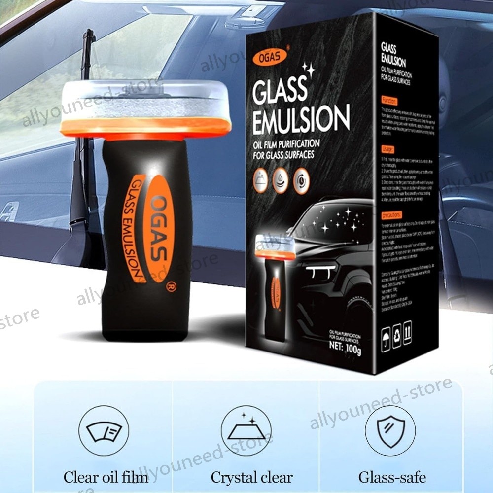 3Pack Car Windshield Glass Emulsion Cleaner, 100ml Auto Oil Film Remover