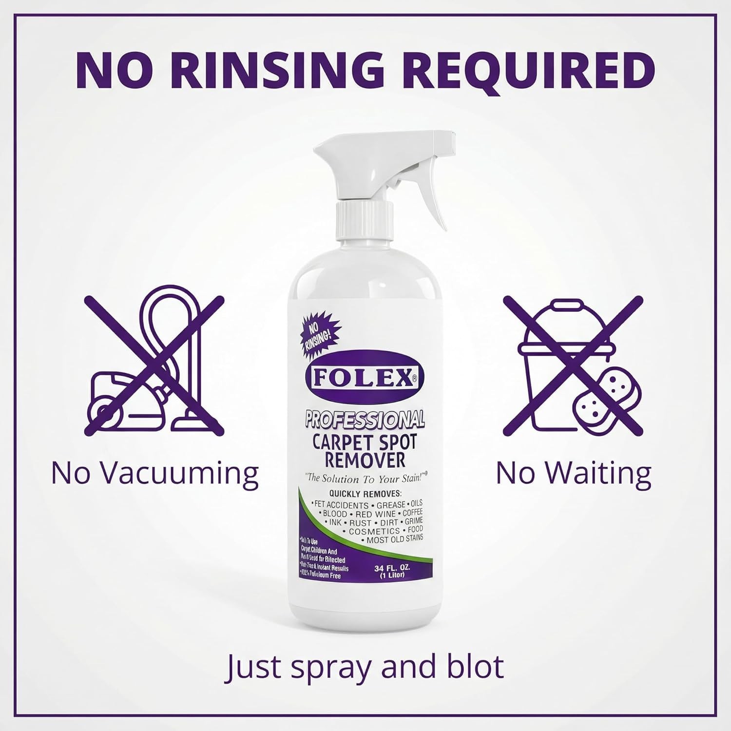 Professional Carpet Cleaner Spray 34 oz – Pet Stain Removal – Instant Stain R…