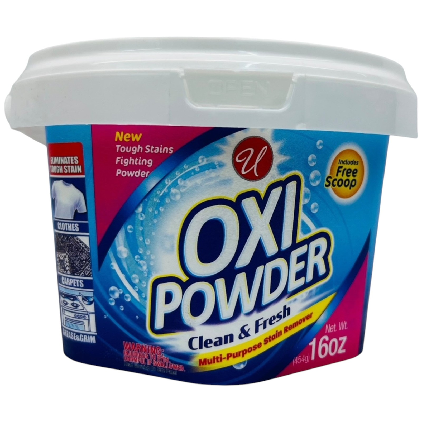 Oxi Powder Multi-Purpose Stain Remover – Clean & Fresh, 16oz (397g)