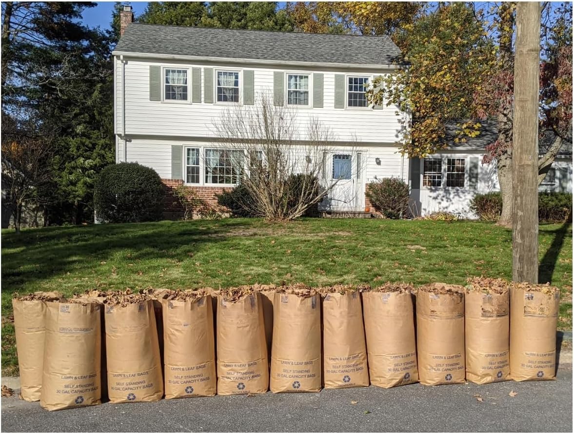 30 Gallon Lawn & Leaf 2-Ply Heavy-Duty Yard Waste Compost Refuse Paper Bags wi