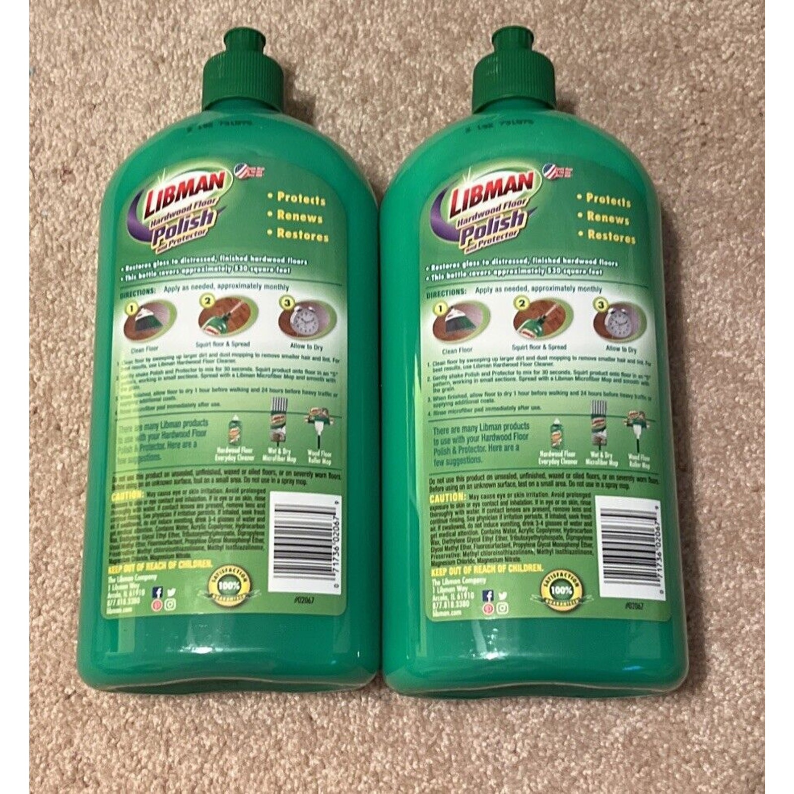 Libman Hardwood Floor Polish And Protector- 2 Pk 64 Oz Total