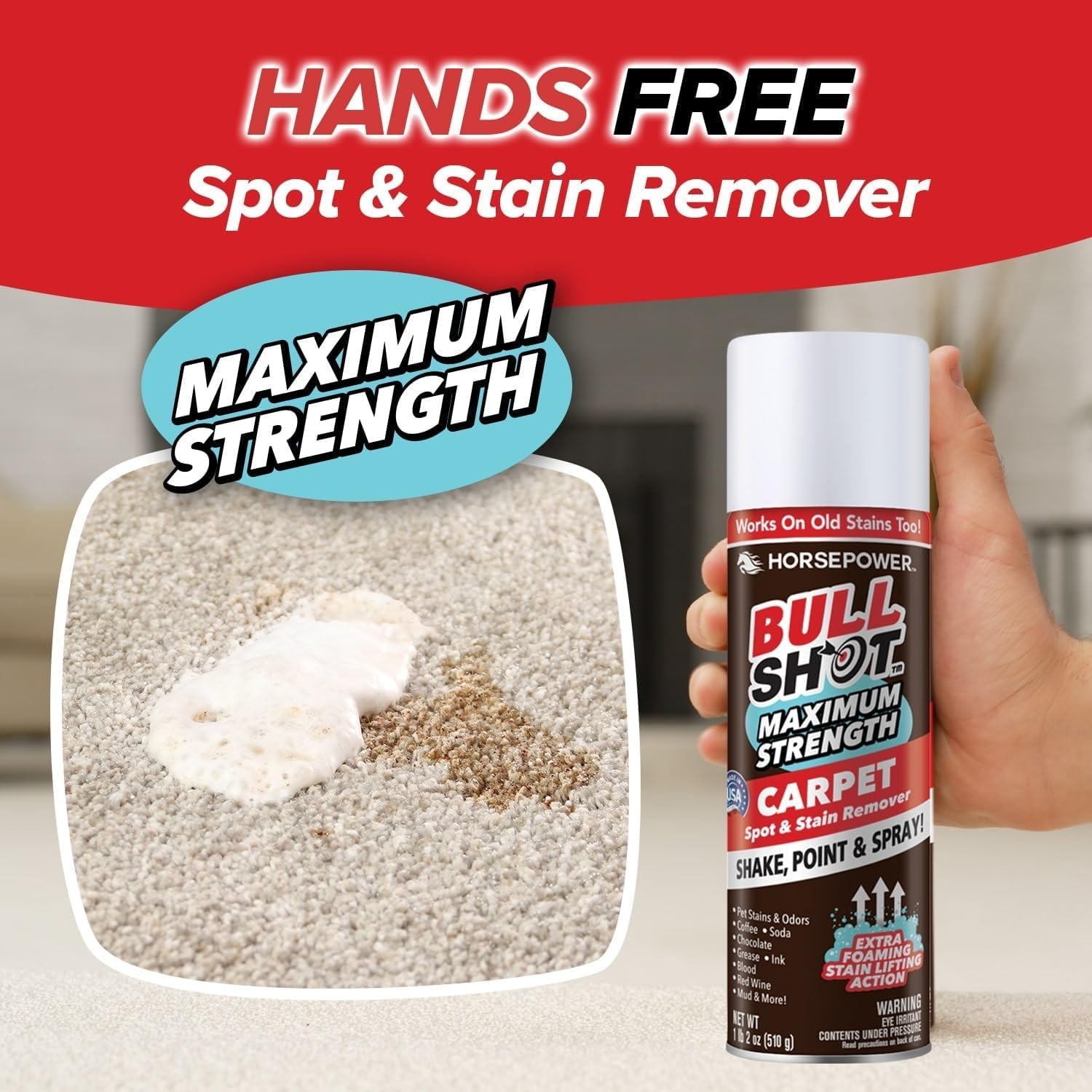Bull Shot MAX Strength Carpet Spot & Stain Remover by , AS-SEEN-ON-TV, Made I…