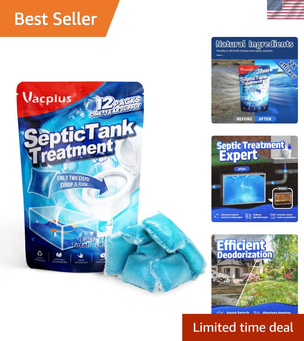 Eco-Friendly Septic Tank Treatment – 12 Packs for Hassle-Free Yearly Maintenance