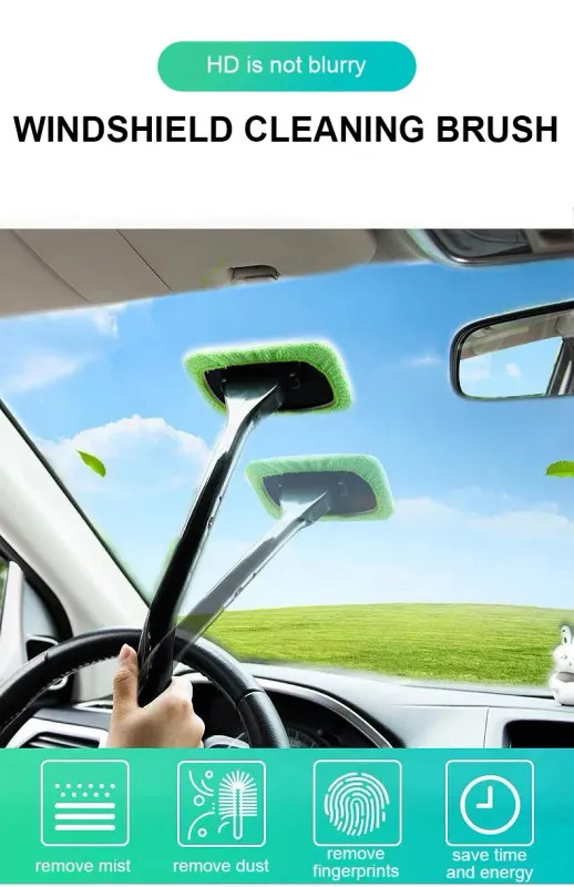 Car Window Cleaner Brush Kit Windshield Cleaning Wash Tool Inside Interior Auto