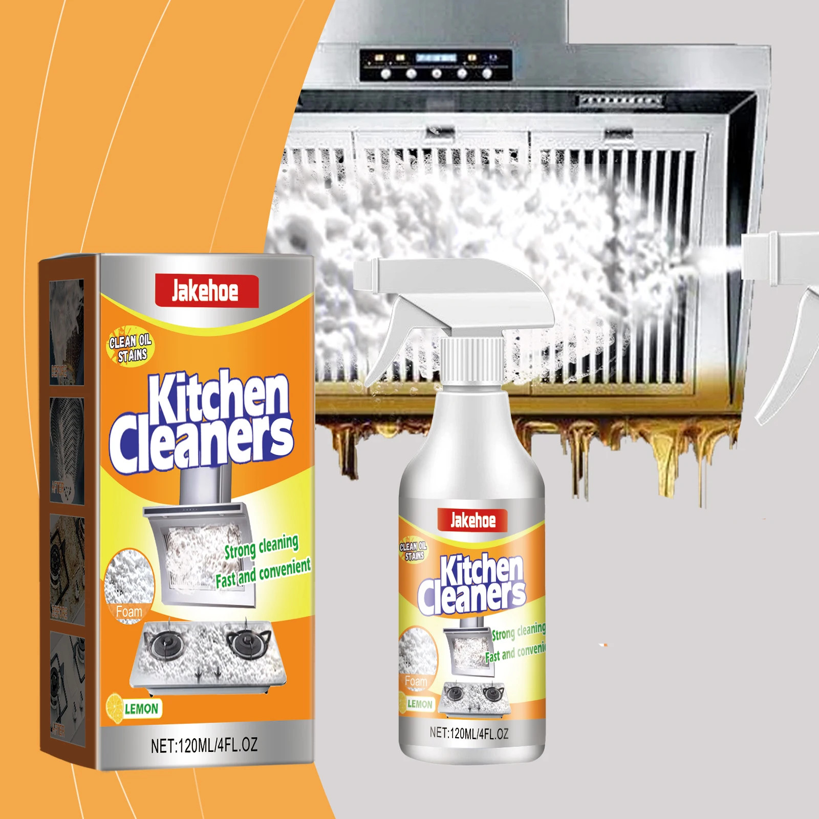 Kitchen Foam Cleaner Degreaser Spray Removes Grease Oil Stains Multi Purpose