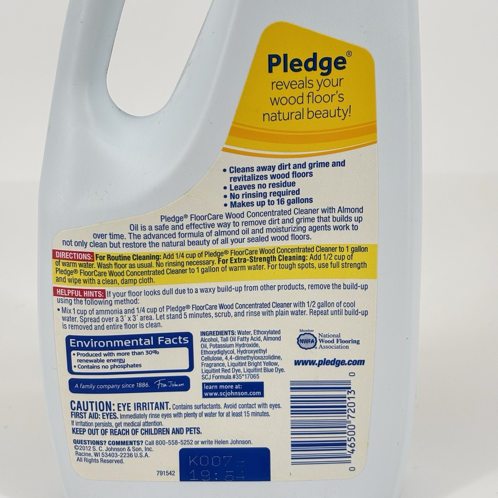 Pledge Floor Care Concentrated Wood Cleaner With Almond Oil 32 fl /Oz/26.9 fl oz
