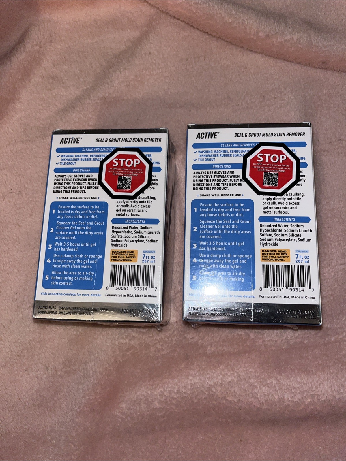 Lot of 2 – Active MOLD STAIN REMOVER Seal and Grout Deep Clean 7oz – New
