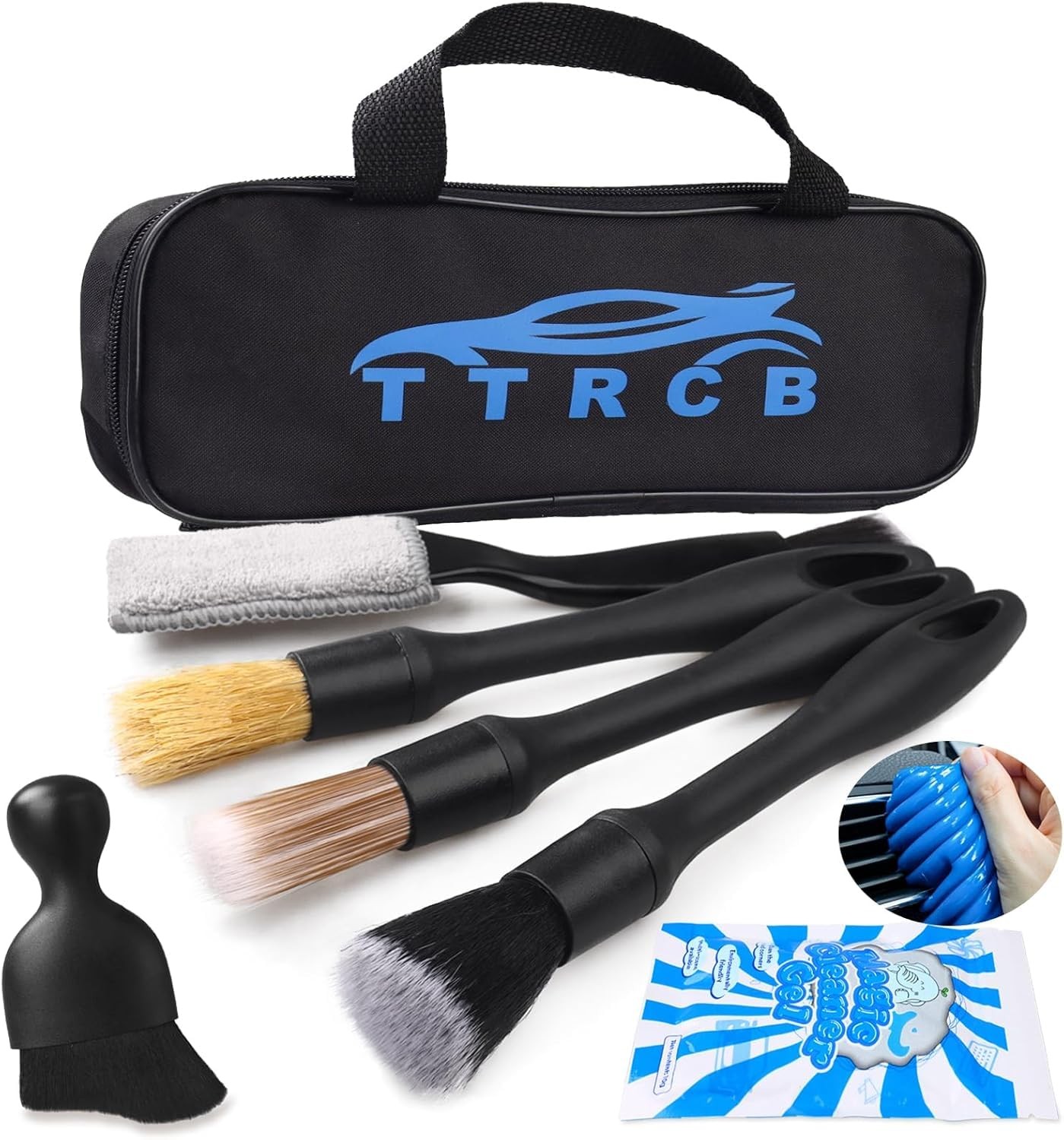 7PCS Car Detailing Brush Set, Ultra Soft Boars Hair Car Interior Detailing Br…