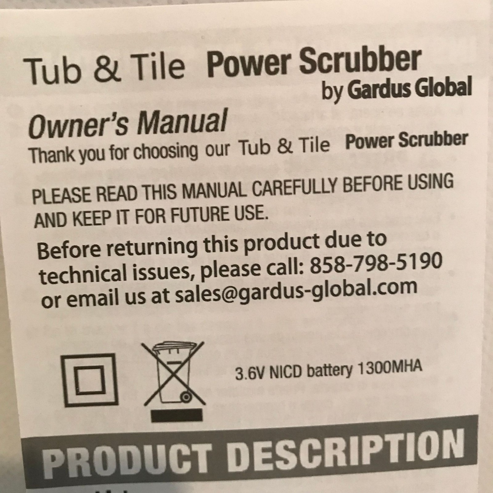Tub & Tile Power Scrubber Electric Power Scrubber Long Extension Handle