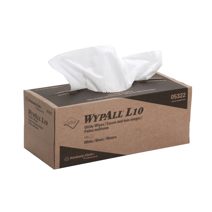 CRL Wypall Utility Wipes, Two-Play, Pop-Up Box, 125 Wipes Per Box