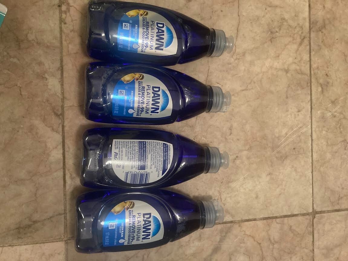 New 4 X 6 FL oz Dawn Platinum Fresh Rain Scent Dishwashing Liquid